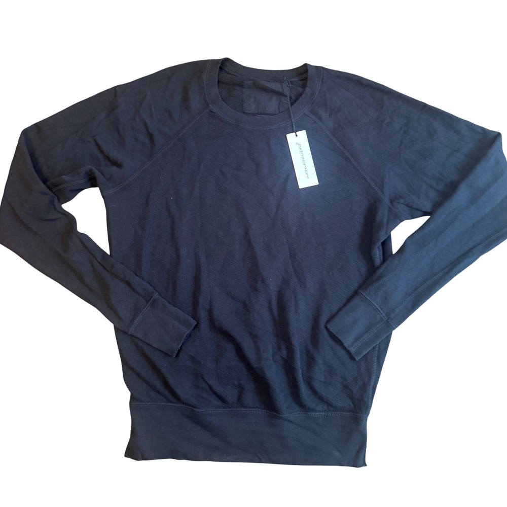 Unsubscribed faded black Fleece Sweatshirt Long Sleeve Crewneck Top Pullover NWT